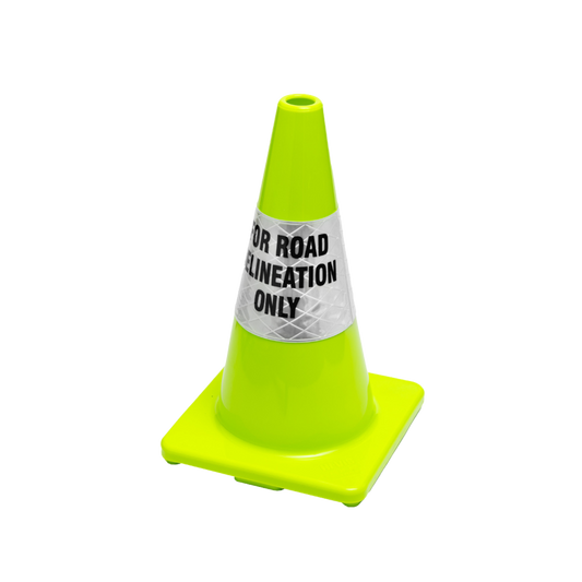 Mining Traffic Cone 450mm Lime "FOR ROAD DELINEATION ONLY"