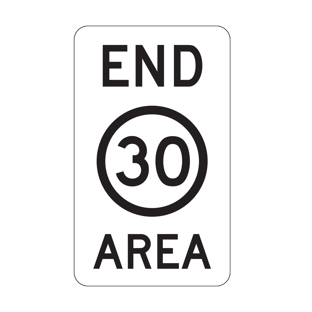 End 30 Area Sign