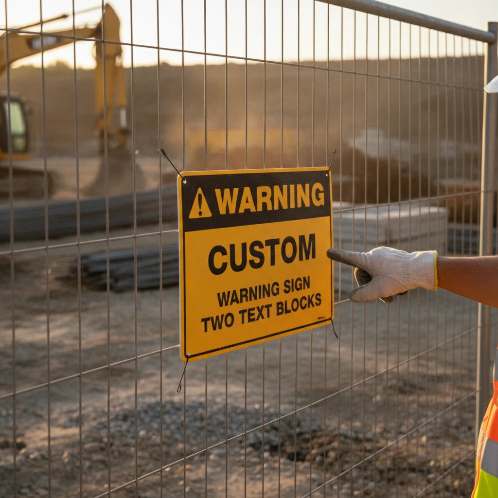 Custom Warning Sign, 300mm x 225mm, Two Text Blocks