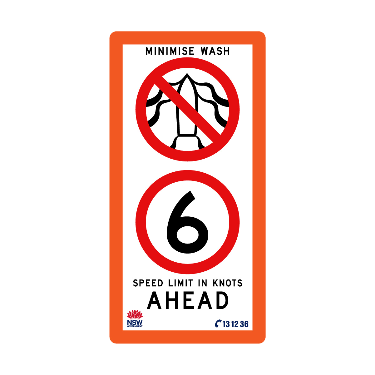 Minimise Wash Speed Limit In Knots with Fluro Orange Border