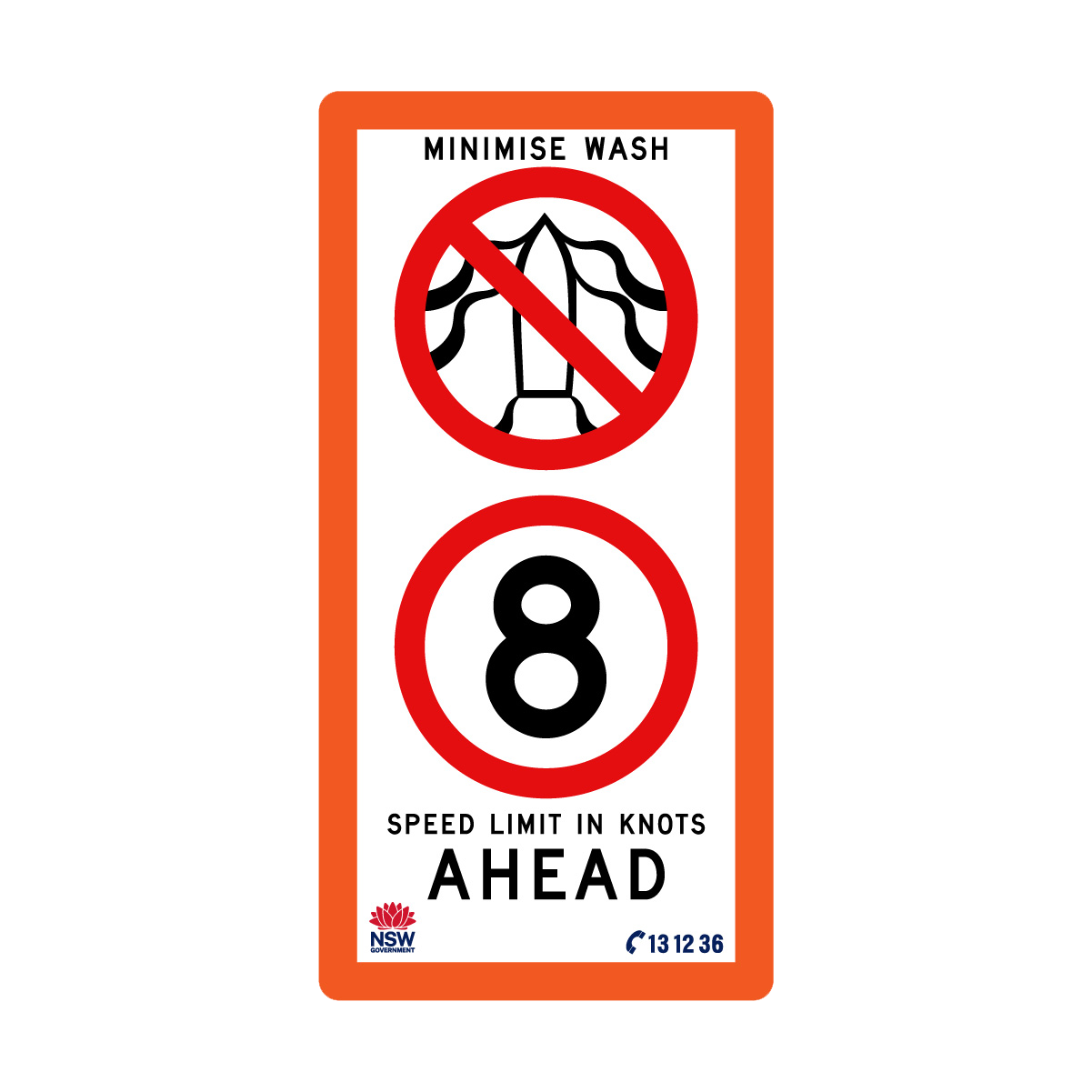 Minimise Wash Speed Limit In Knots with Fluro Orange Border