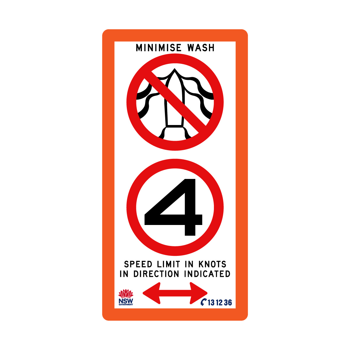 Minimise Wash Speed Limit In Knots with Fluro Orange Border