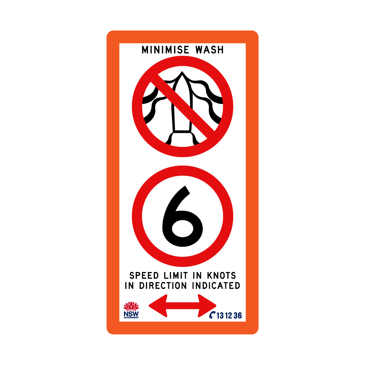 Minimise Wash Speed Limit In Knots with Fluro Orange Border