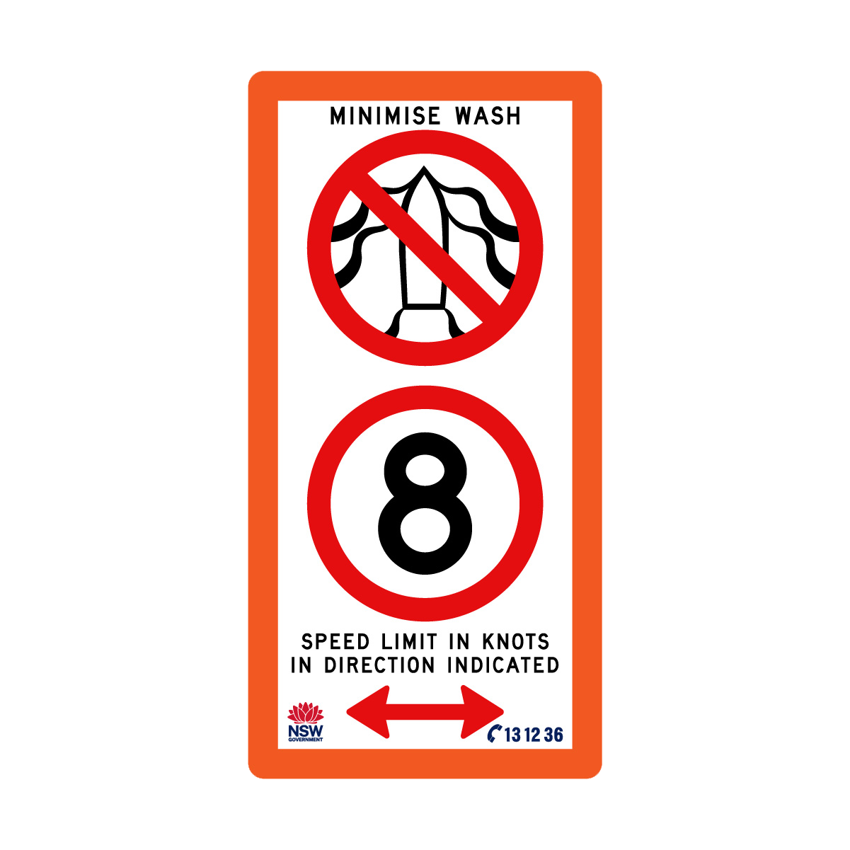 Minimise Wash Speed Limit In Knots with Fluro Orange Border