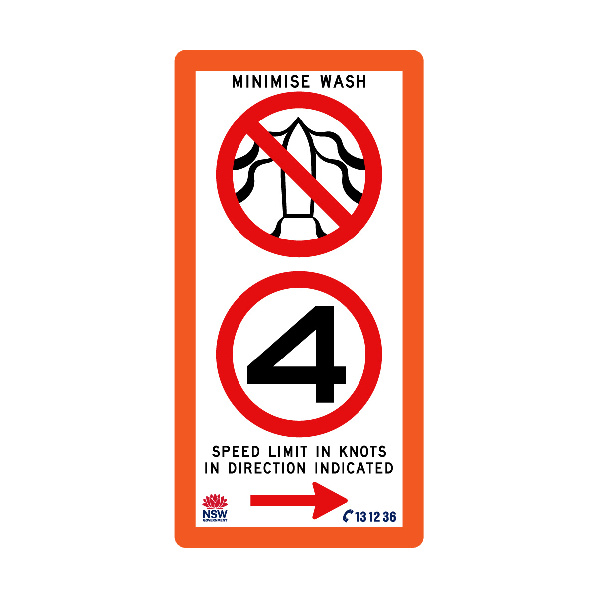 Minimise Wash Speed Limit In Knots with Fluro Orange Border