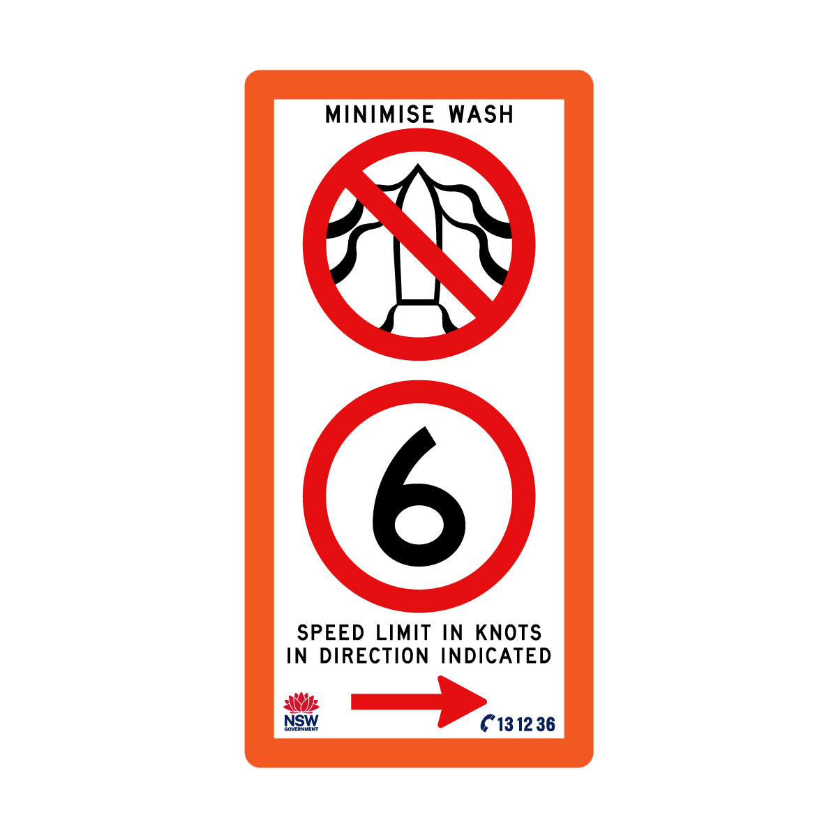 Minimise Wash Speed Limit In Knots with Fluro Orange Border