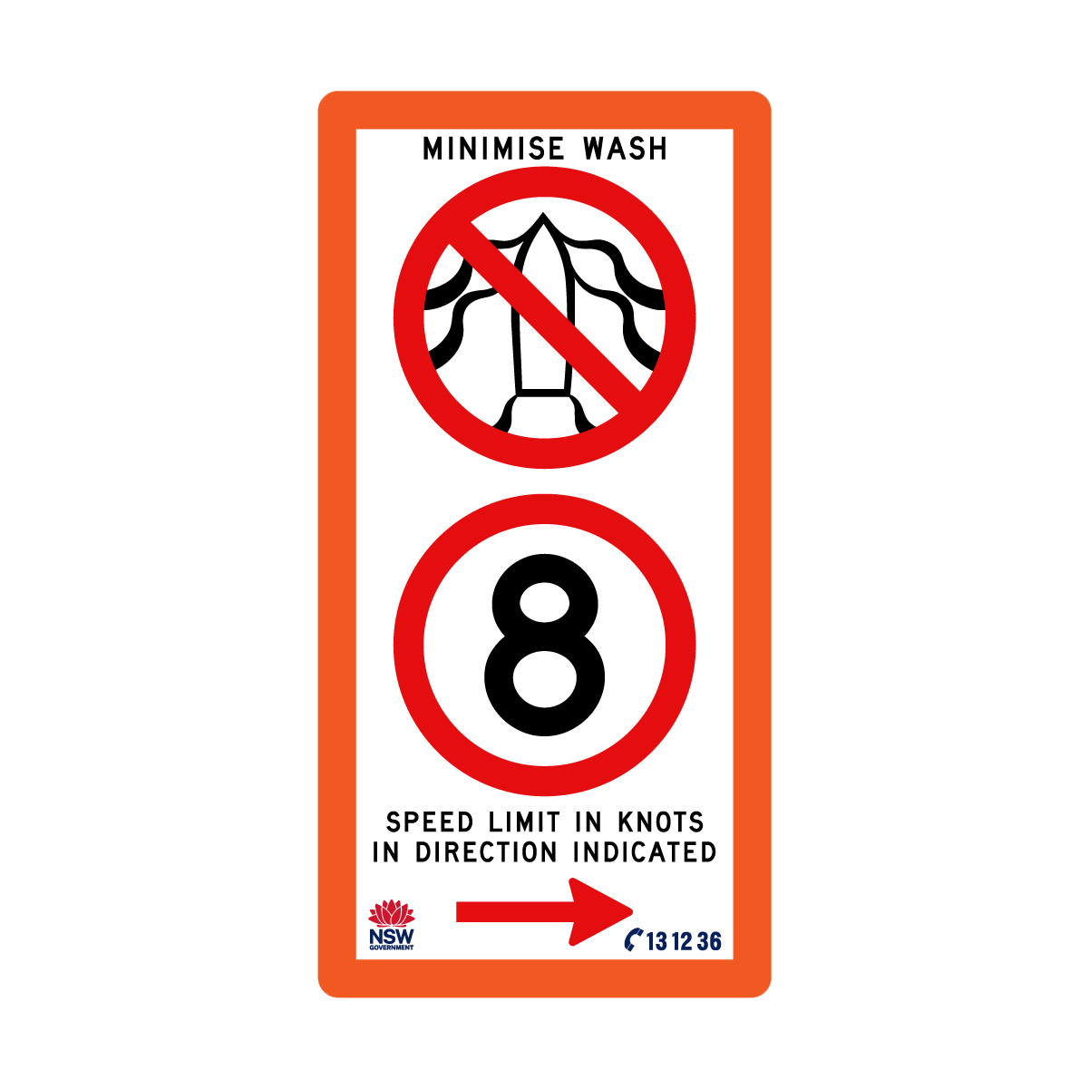 Minimise Wash Speed Limit In Knots with Fluro Orange Border