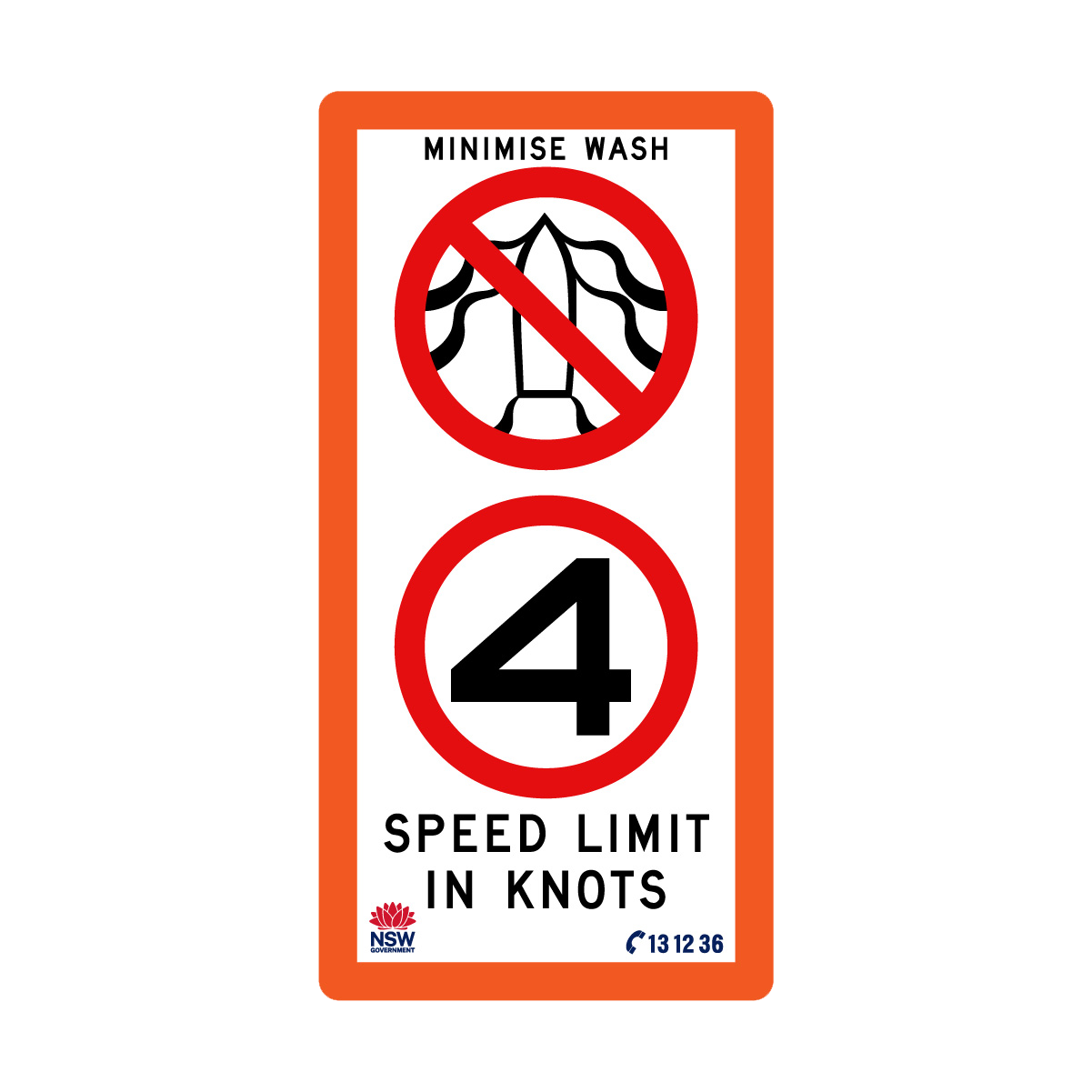 Minimise Wash Speed Limit In Knots with Fluro Orange Border