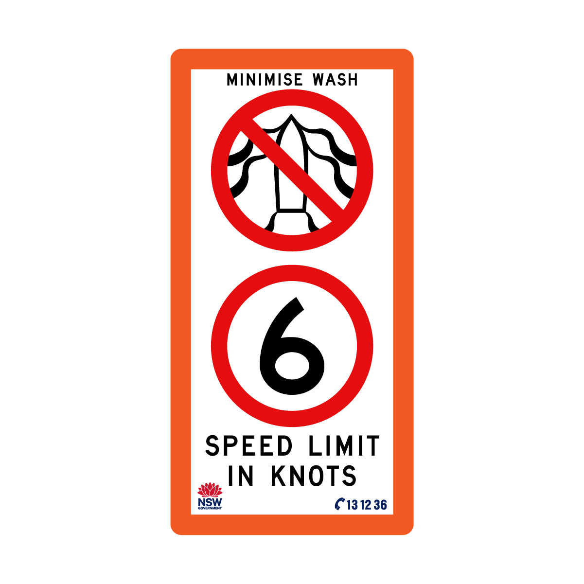 Minimise Wash Speed Limit In Knots with Fluro Orange Border