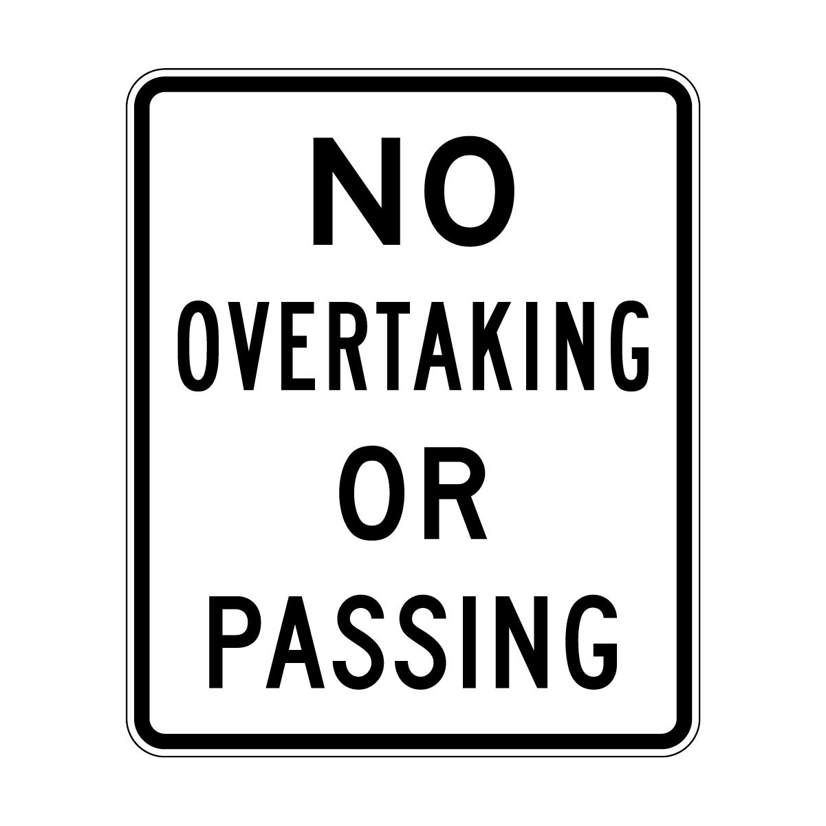 No Overtaking Or Passing Sign