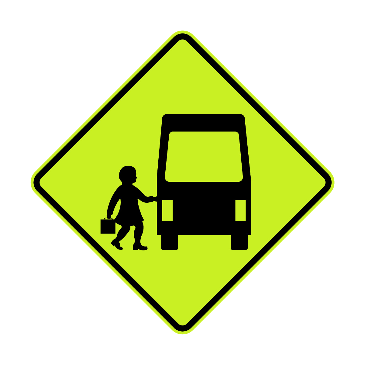 Warning: School Bus Sign - Rear View