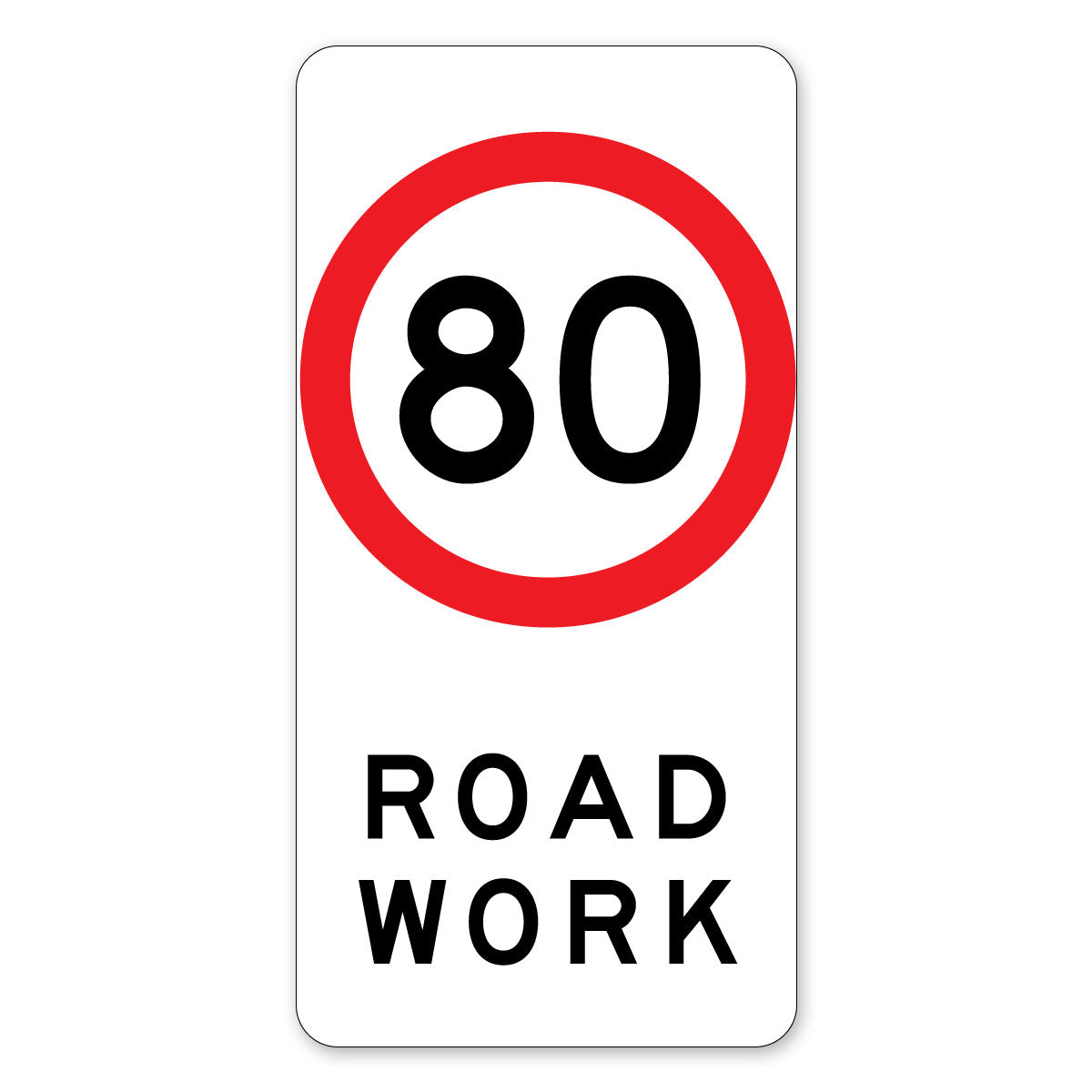 40, 60, 80km/h Roadwork Sign