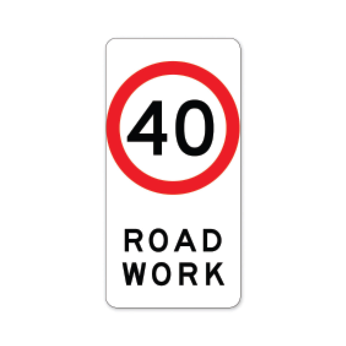 40, 60km/h Roadwork Sign