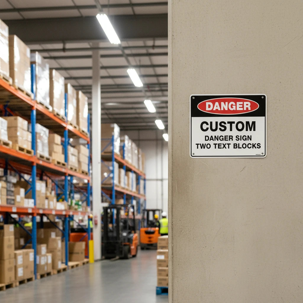 Custom Danger Sign, 600mm x 450mm, Two Text Blocks