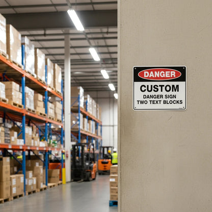 Custom Danger Sign, 600mm x 450mm, Two Text Blocks