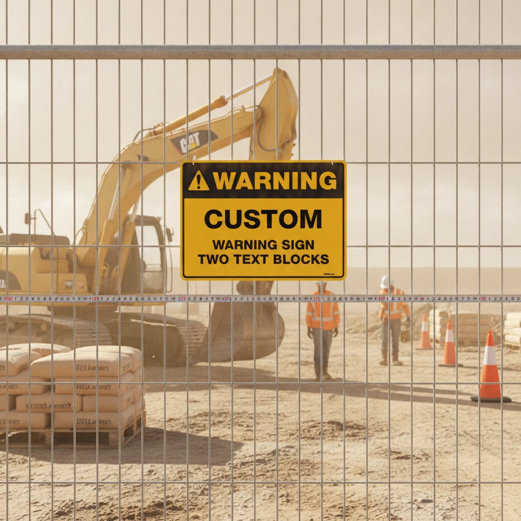 Custom Warning Sign, 450mm x 300mm, Two Text Blocks