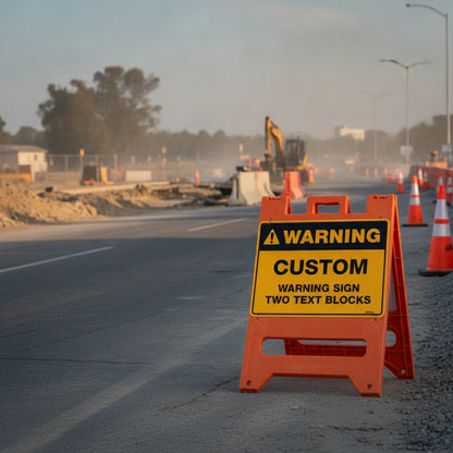Custom Warning Sign, 450mm x 300mm, Two Text Blocks