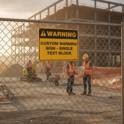 Custom Warning Sign, 900mm x 600mm, Single Text Block