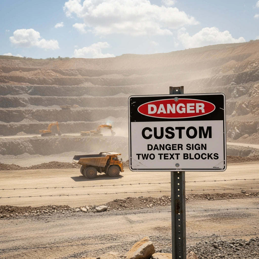 Custom Danger Sign, 600mm x 450mm, Two Text Blocks