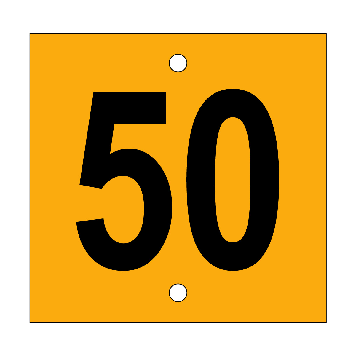 50 Sign, Temp, Black/Yellow, 200x195mm - 001521798