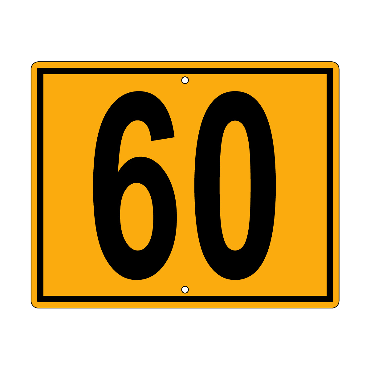 60 Sign, Perm, Black/Yellow, 500x400mm - 002004039