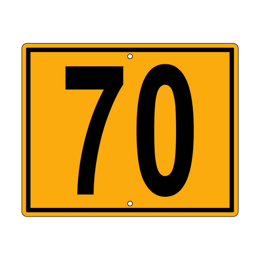 70 Sign, Perm, Black/Yellow, 500x400mm - 002004040