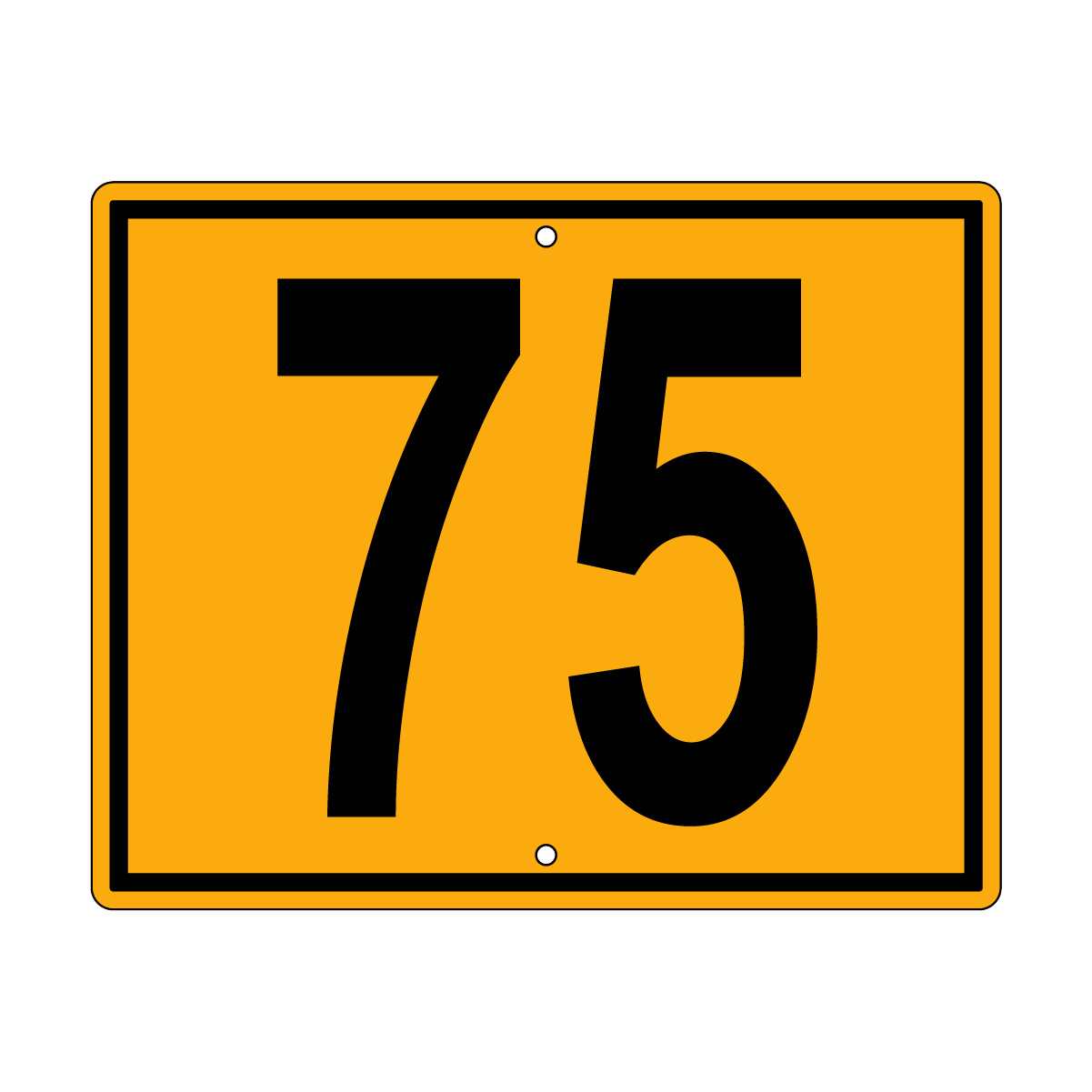 75 Sign, Perm, Black/Yellow, 500x400mm - 002004041