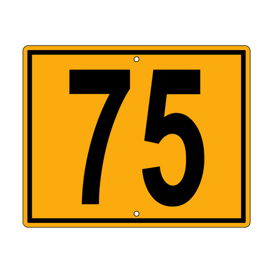 75 Sign, Perm, Black/Yellow, 500x400mm - 002004041