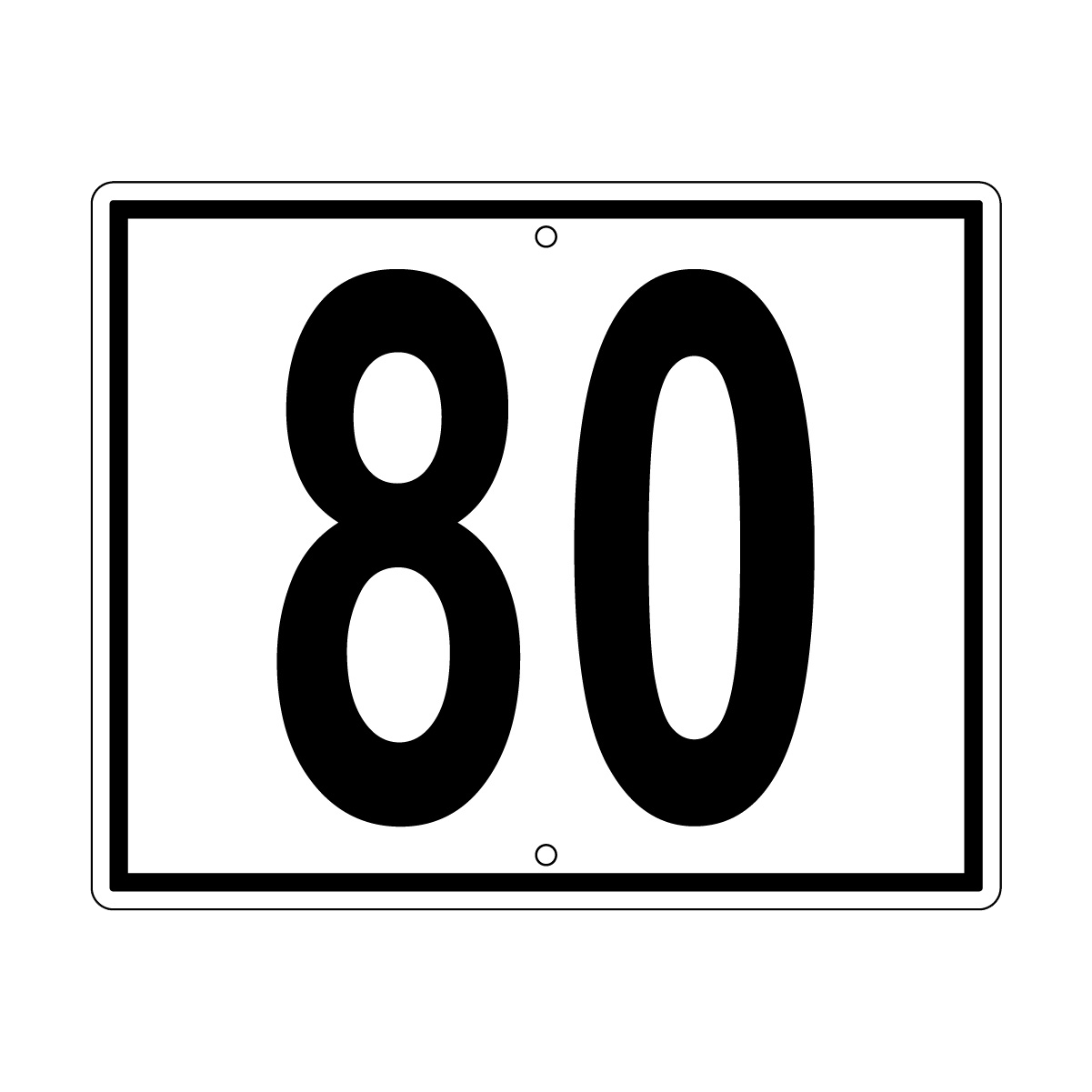 80 Sign, Perm, Black/White, 500x400mm - 002004105