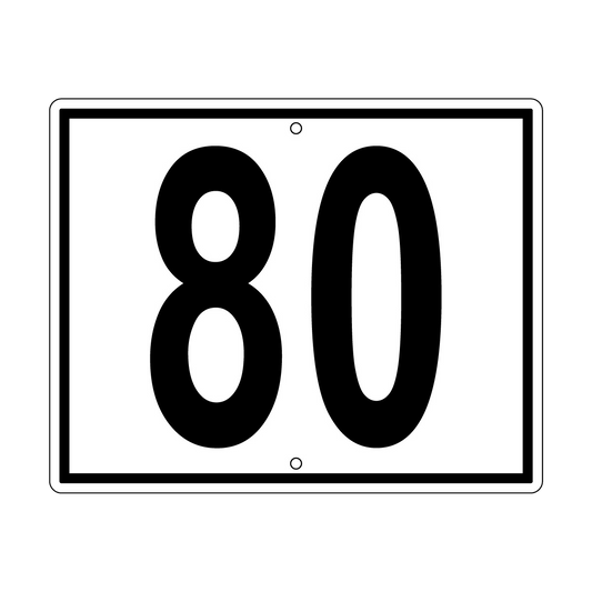 80 Sign, Perm, Black/White, 500x400mm - 002004105