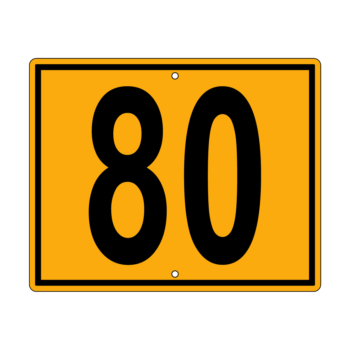 80 Sign, Perm, Black/Yellow, 500x400mm - 002004042