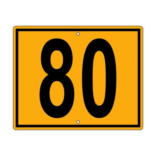 80 Sign, Perm, Black/Yellow, 500x400mm - 002004042