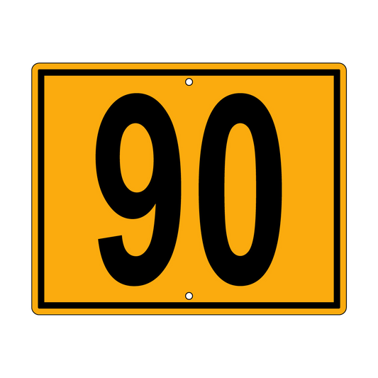 90 Sign, Perm, Black/Yellow, 500x400mm - 002004044