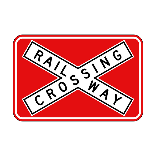 Railway Crossing Sign, 1200x800mm, B/W/R - 002001619