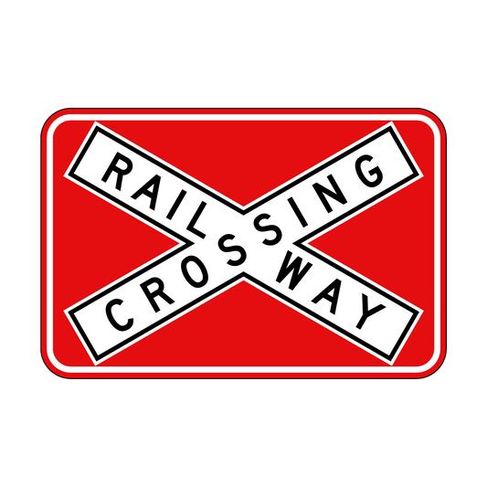 Railway Crossing Sign, 1350x900mm, B/W/R - 002000375