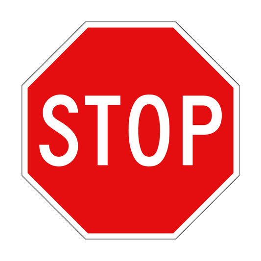 Stop Sign, White/Red, Oct, 750x750mm - 002001733