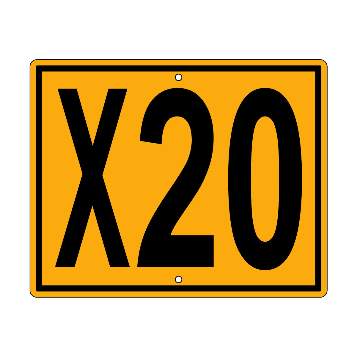 X20 Sign, Perm, Black/Yellow, 500x400mm - 002004123