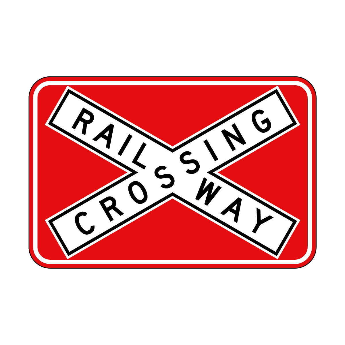 Railway Crossing Sign, 1350x900mm, B/W/R - 002000375