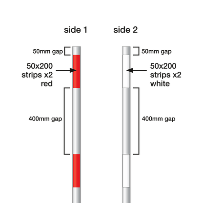 Delineator Post with 2 Red and 2 White Reflector Bands
