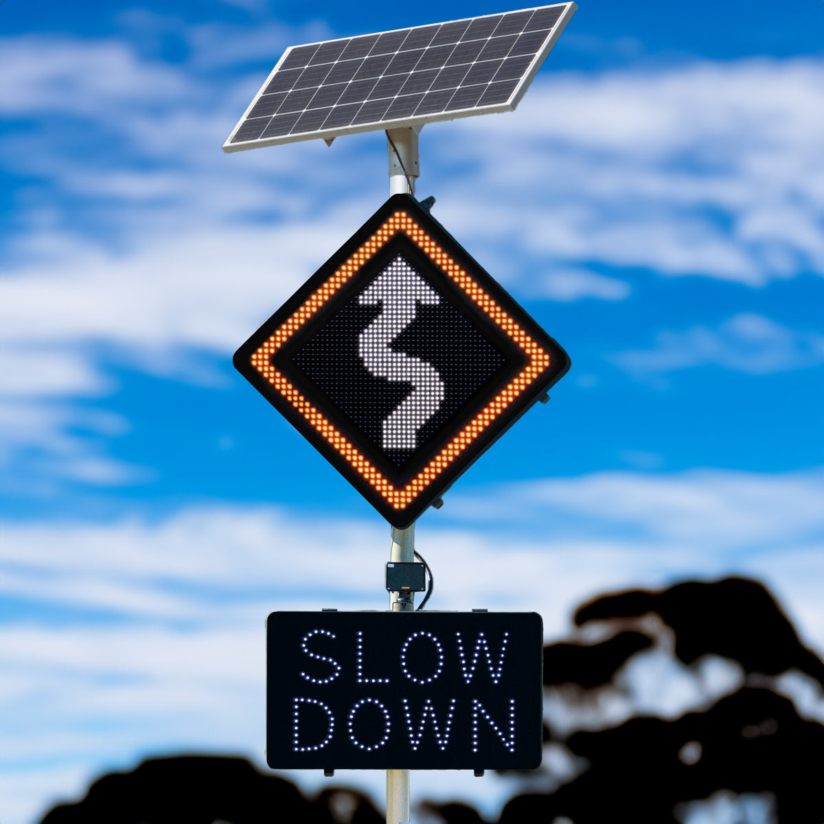 LED Warning Sign - Winding Road Left