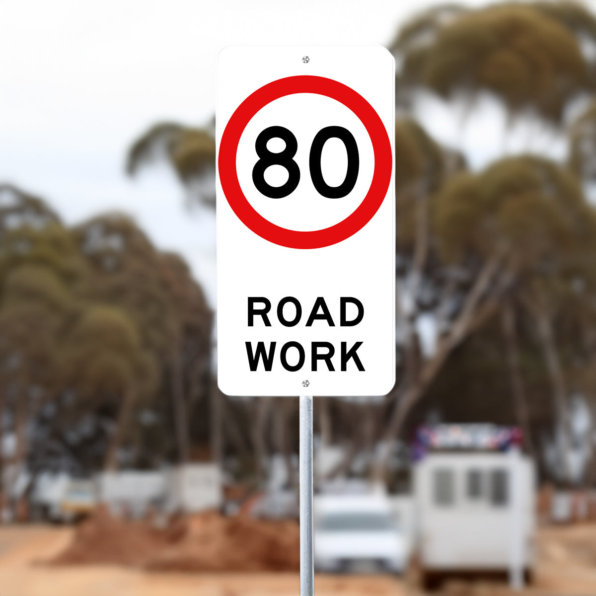 40, 60, 80km/h Roadwork Sign