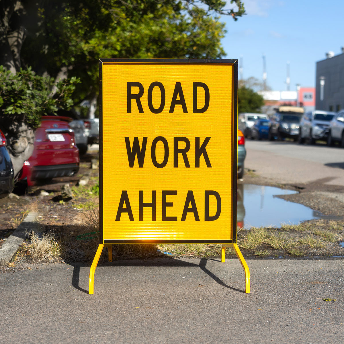 Warning: Road Work Ahead Sign