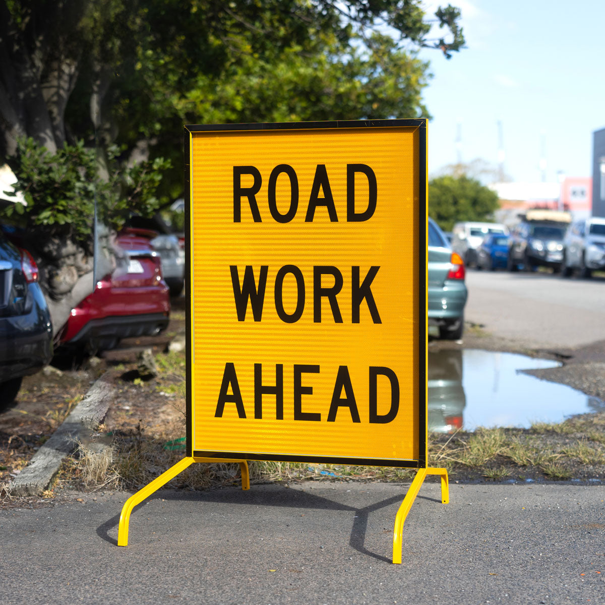 Warning: Road Work Ahead Sign