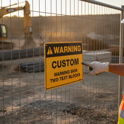 Custom Warning Sign, 300mm x 225mm, Two Text Blocks