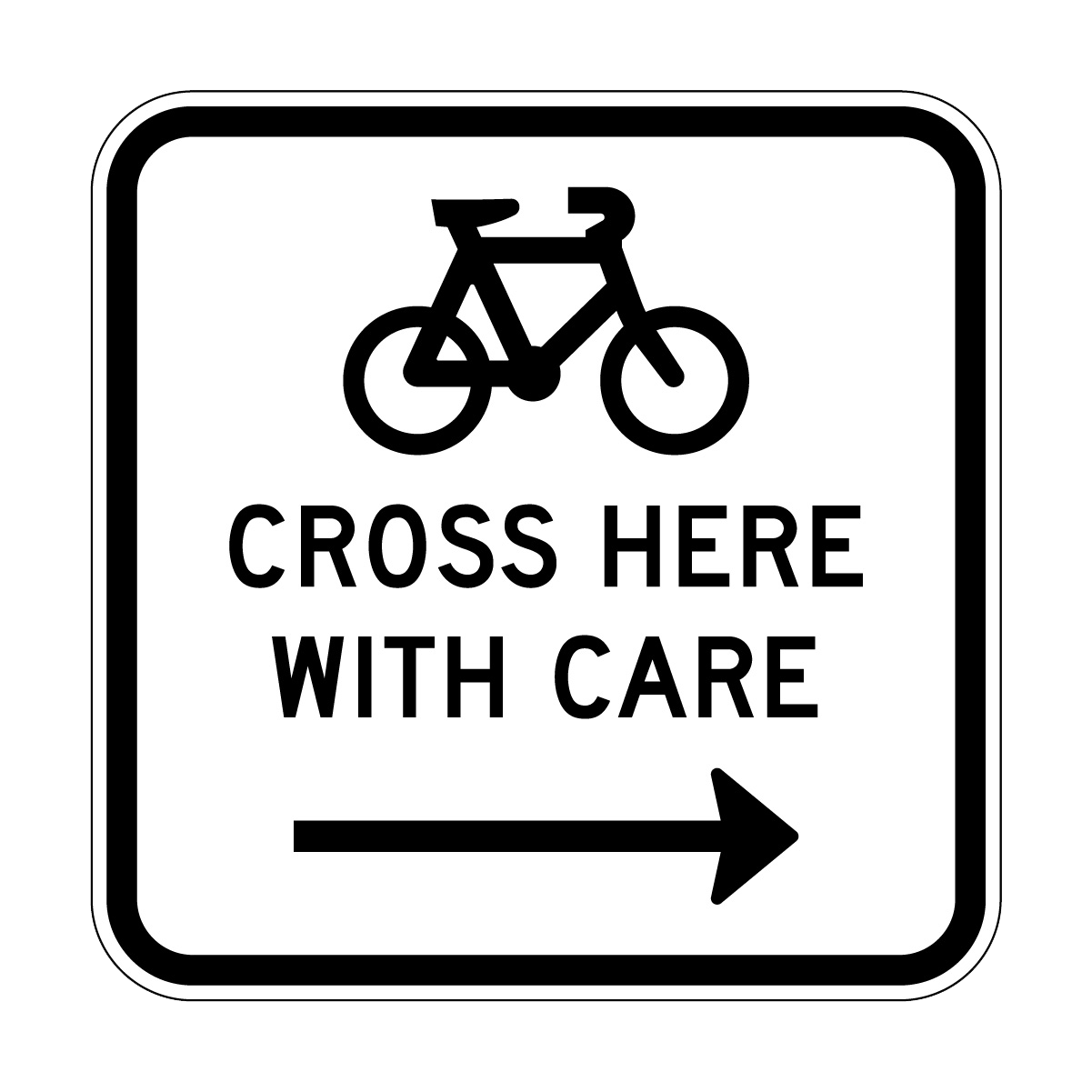 Bicycles Cross Here With Care Sign