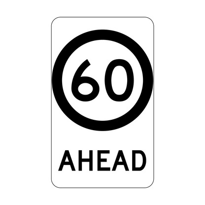 40, 60, 80km/h Ahead Sign