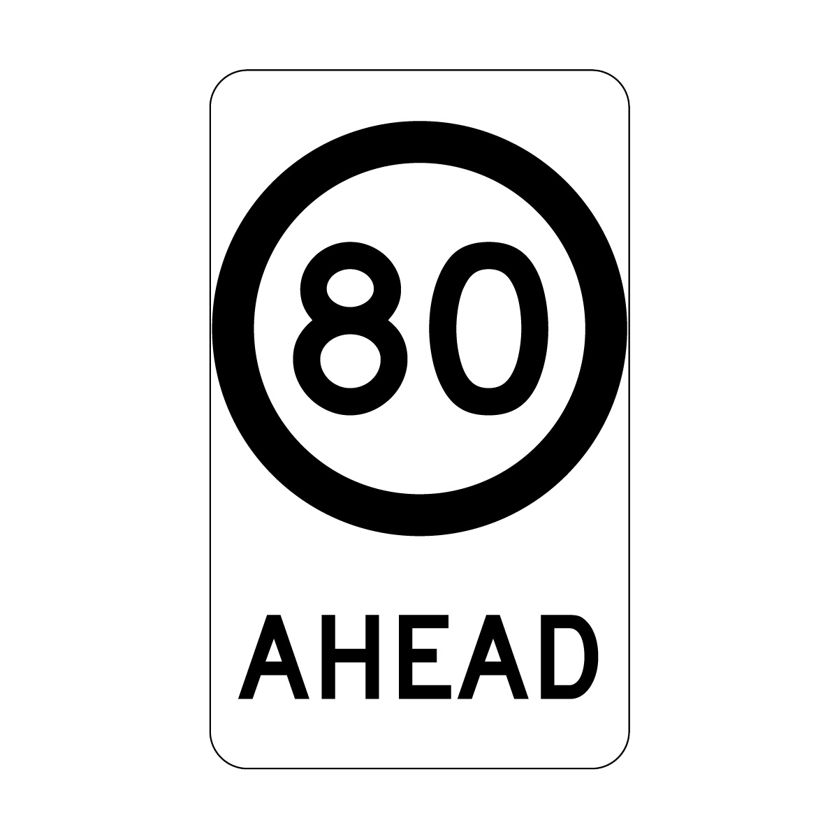 40, 60, 80km/h Ahead Sign