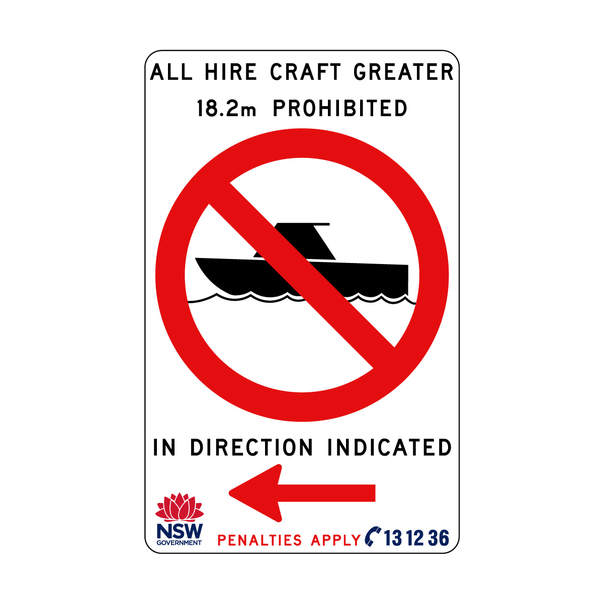 All Hire Craft Greater 18.2m Prohibited