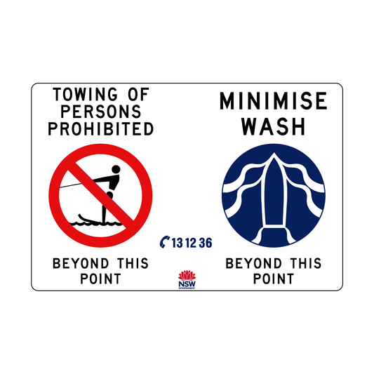 Towing Prohibited and Minimise Wash combination sign