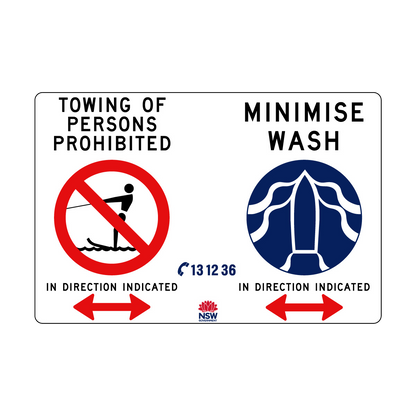 Towing Prohibited and Minimise Wash combination sign